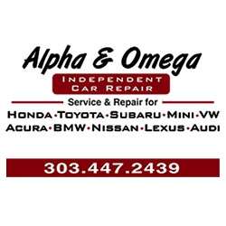 Alpha & Omega Independent Car Repair Logo