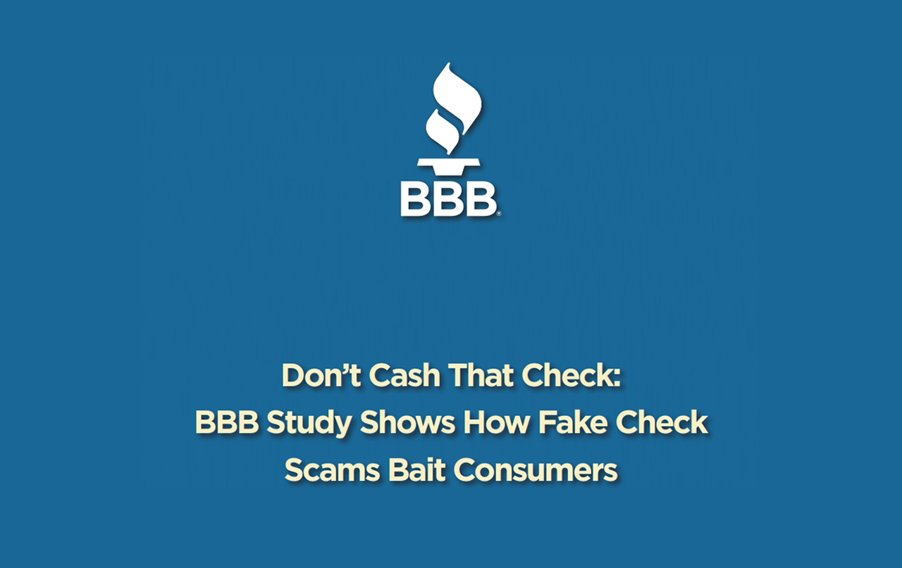 Fake Check Scam Cover on blue background