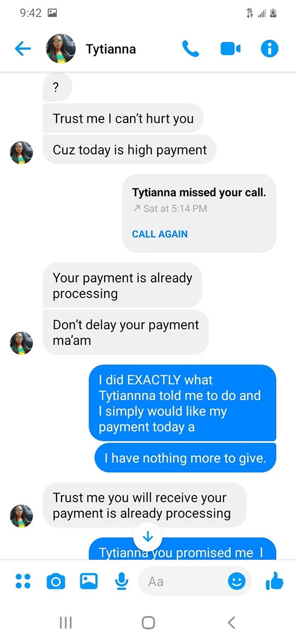 Text message from gift card payment scammer 4