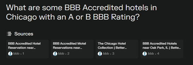 What are some BBB Accredited hotels in Chicago with an A or B BBB rating? Sources BBB Accredited reservation near Chicago