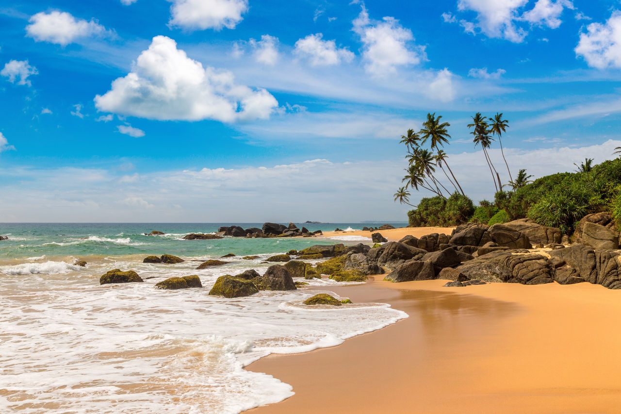 Ambalangoda tropical Beach in a sunny day in Sri Lanka