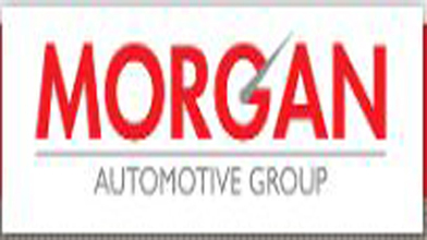 Written in red Morgan and in grey under Morgan is automotive group on white background