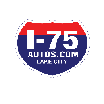 Red and blue sign with I-75 autos.com lake city written in white
