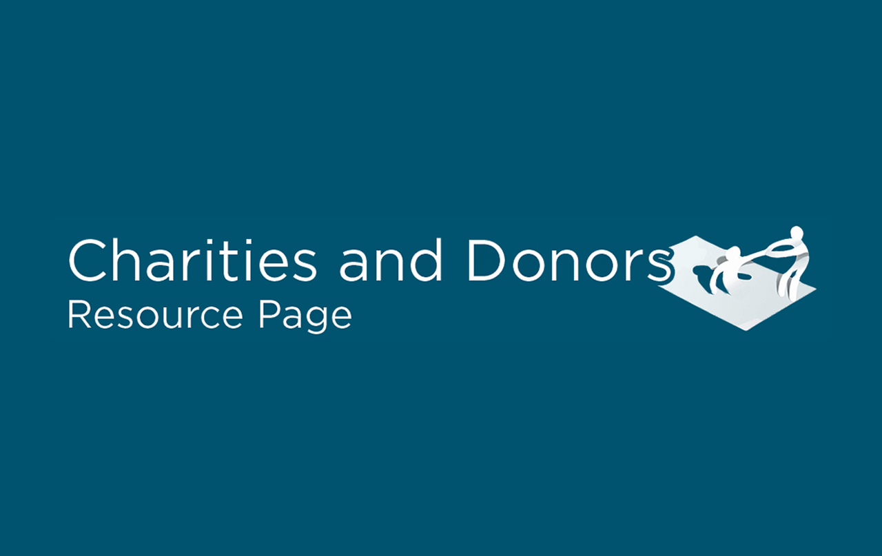 Charities & Donors Resource Page on blue background