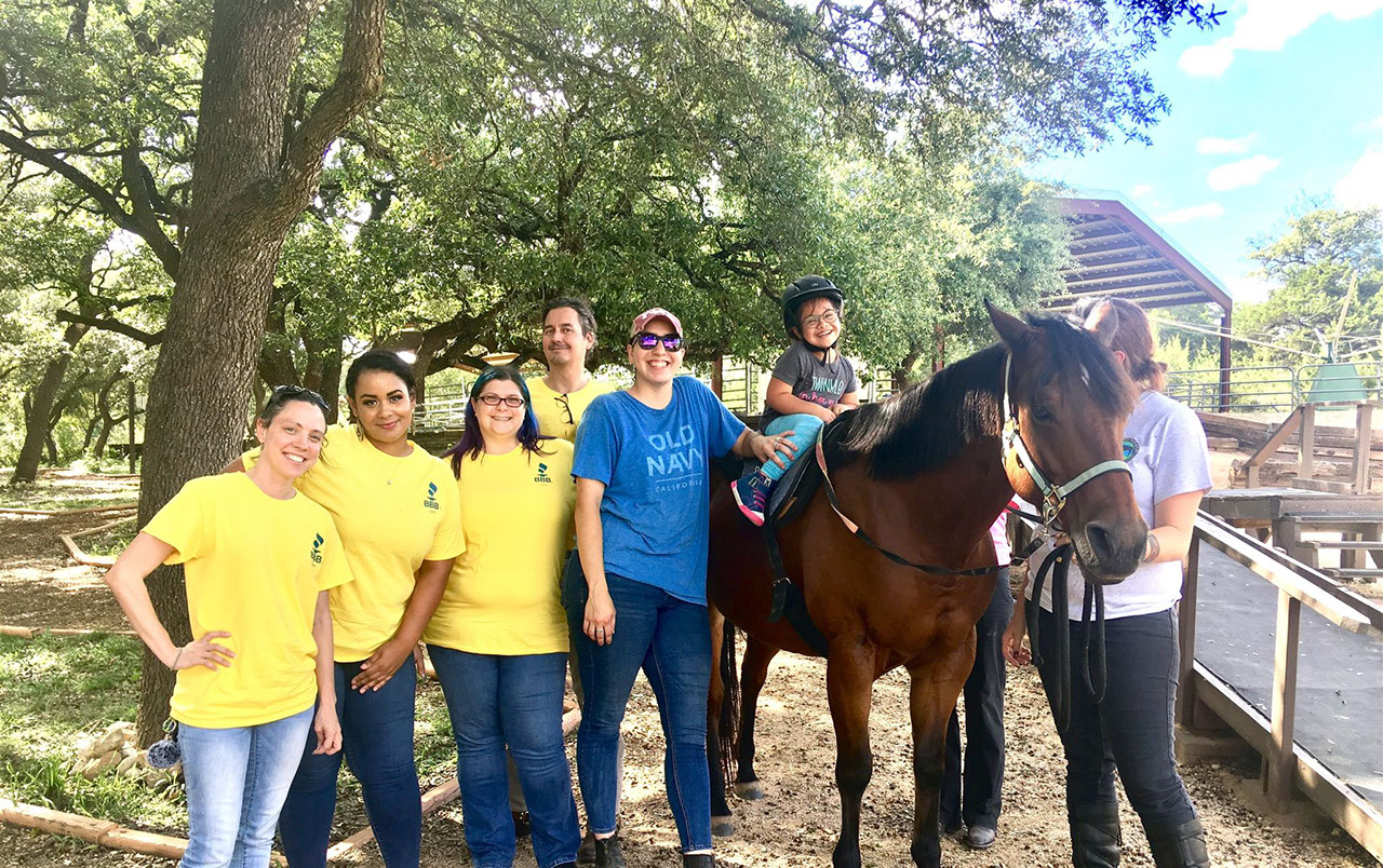 BBB serving the Heart of Texas staff working at Open My World, a therapeutic horse riding center.