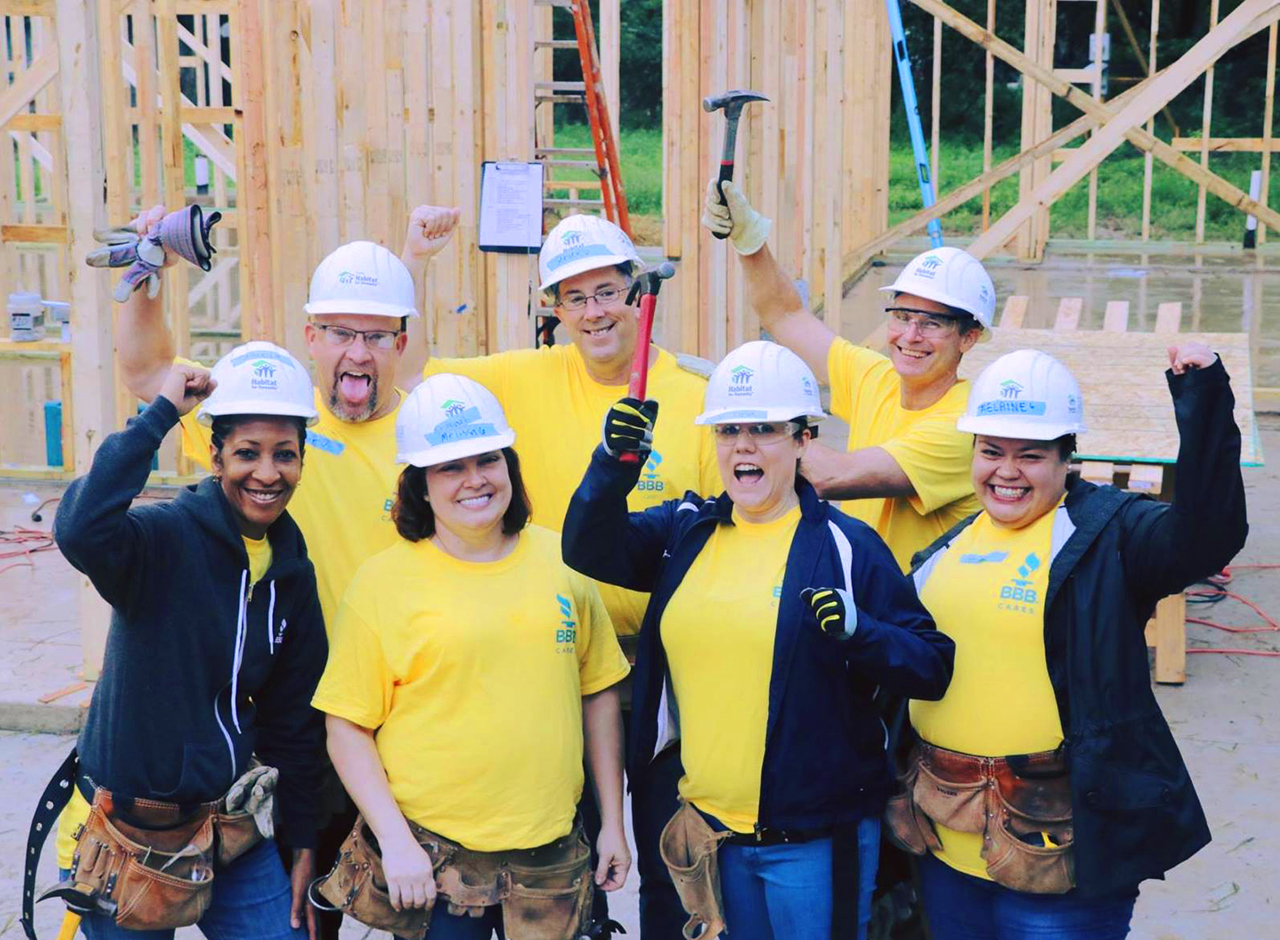 BBB serving the Heart of Texas staff volunteering with Habitat for Humanity.