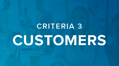 criteria 3 customer white on blue background